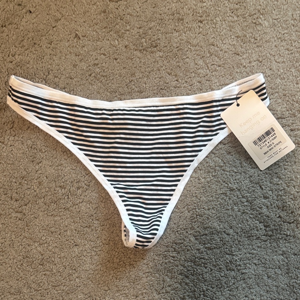 Lively Black and White Mini Stripe Thong Underwear